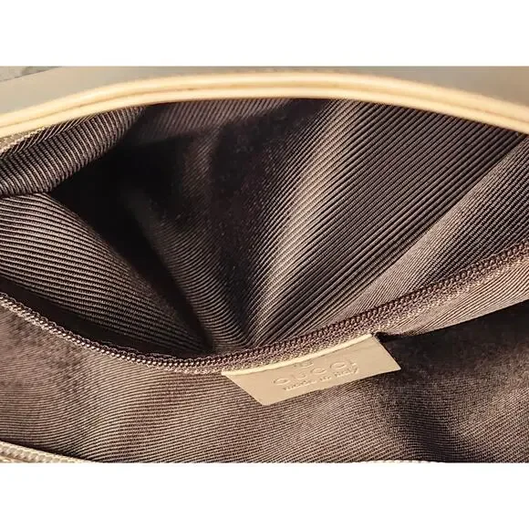 SOLD Gucci GG Monogram Canvas Tote Light Beige Leather Large Shopper Shoulder - Picture 15 of 16